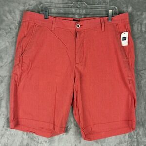 Gap Mens Red White Micro Striped Flat Front Shorts Size 38 NWT